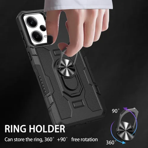 Miniatura 5 de Funda para Xiaomi Redmi Note 12 Pro 5G/Xiaomi Poco X5 Pro 5G Metal CD Patrón Anillo Titular Funda Teléfono Móvil Funda Protectora Anti-Caída Negro