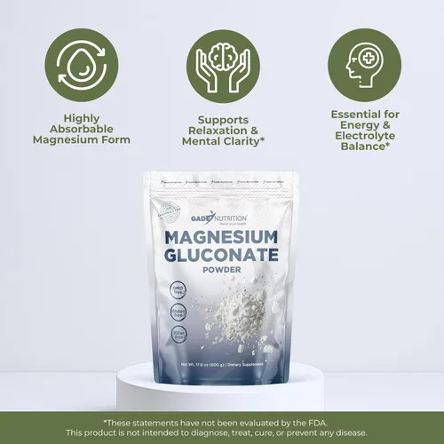 Miniatura 3 de Gade Nutrition - Polvo puro de gluconato de magnesio 17.76 onzas, 0.06 onzas por porción, 357 porciones Sin OMG, sin gluten, sin relleno