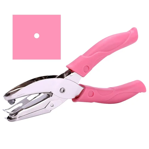 1 paquete de 6.3 pulgadas de largo y 1/16 pulgadas de diámetro del agujero circular, perforador con cubierta de cuero grueso suave rosa (círculo S)