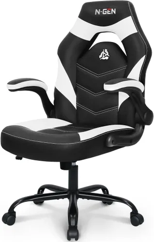 Miniatura 10 de N-GEN GAMING Silla de escritorio para videojuegos ergonómica con soporte lumbar, altura ajustable, brazos abatibles y ruedas giratorias con diseño