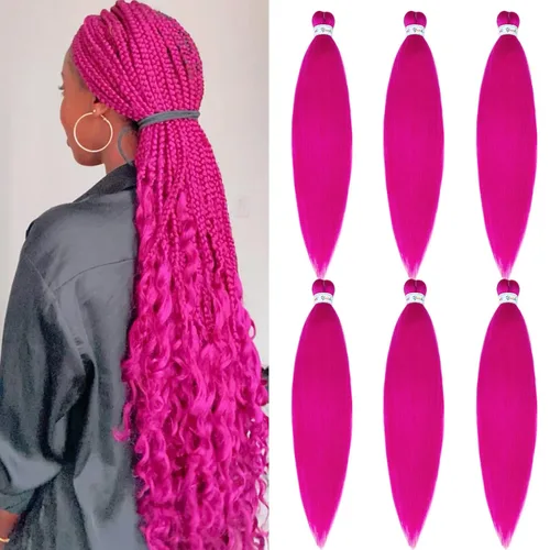 Miniatura 56 de Cabello para Trenzar Naranja Jengibre Pre-Estirado Kanekalo Cabello para Trenzar Pre-estirado 26 pulgadas Extensiones de Cabello Sintético