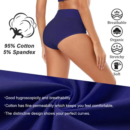 Miniatura 2 de Molasus - Ropa interior de algodón para mujer, cintura alta, cobertura total, tallas regulares y grandes