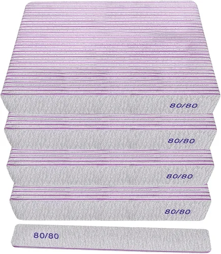 Miniatura 8 de Limas de uñas de grano 80/80 (paquete de 24), tableros de esmeril gruesos y pesados para uñas acrílicas y uñas de gel, lima de uñas de doble cara