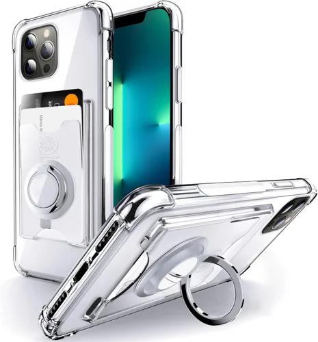Miniatura 9 de Shields Up Funda diseñada para iPhone 8 Plus/iPhone 7 Plus, funda minimalista con tarjetero [3 tarjetas] y soporte de anillo, funda protectora