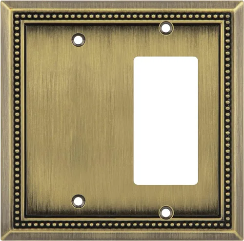 Miniatura 130 de Henne Bery Sunken Pearls - Placa de pared decorativa resistente para interruptor, cubierta para tomacorrientes (doble dúplex, níquel satinado)