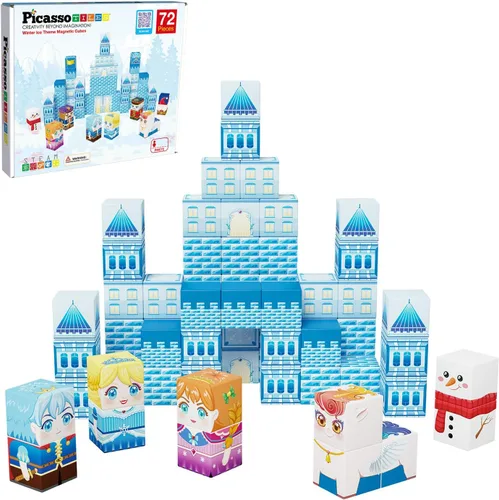 Miniatura 10 de PicassoTiles Cubo magnético Bloques de construcción de 1.2 pulgadas, cubos magnéticos, juguete de construcción, juguetes sensoriales educativos