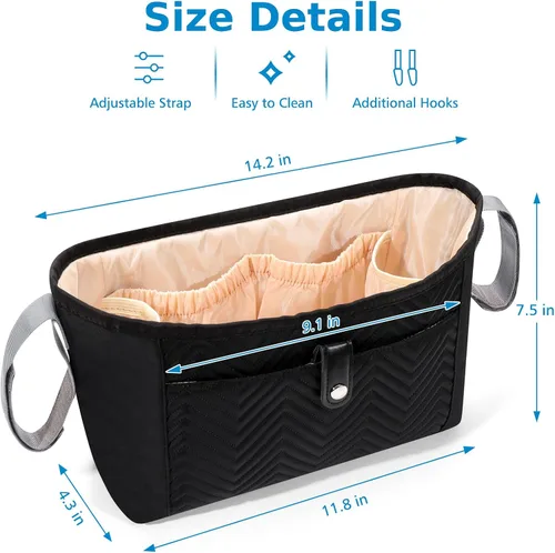 Miniatura 8 de Accmor Organizador universal para cochecito, bolsa de cochecito, organizador de cochecito, accesorios para cochecito Uppababy, Baby Jogger, Nuna