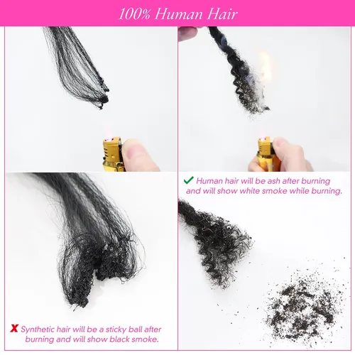 Miniatura 4 de Extensiones de cabello humano texturizado con extremos rizados, extensiones de cabello humano completamente hechas a mano para mujeres/hombres, se