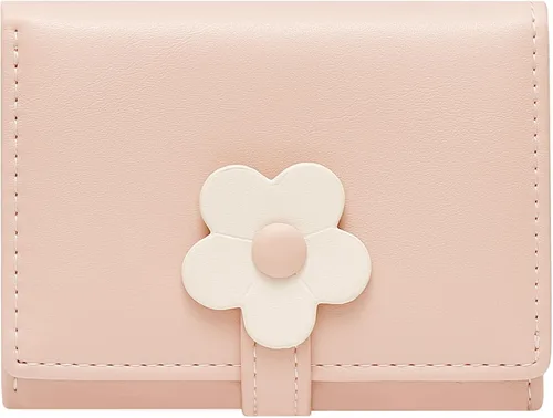 Miniatura 7 de Sunwel Fashion Pequeña y bonita cartera de tres pliegues delgada cartera con ventana de identificación/foto tarjetero con hebilla