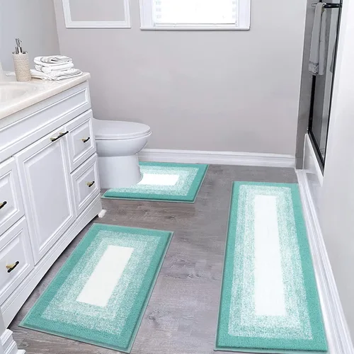Miniatura 13 de Juegos de alfombras de baño de 3 piezas, alfombras de baño antideslizantes absorbentes, alfombras de baño de felpa extra suaves y esponjosas