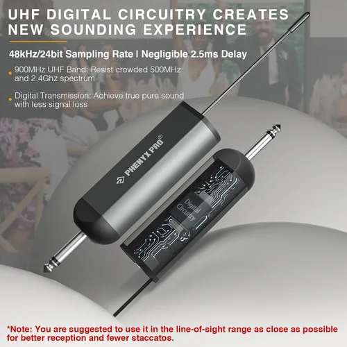 Miniatura 3 de Phenyx Pro Sistema de micrófono inalámbrico digital dual PDP-2-1H1B Bundle con receptor inalámbrico portátil PWR-P-900