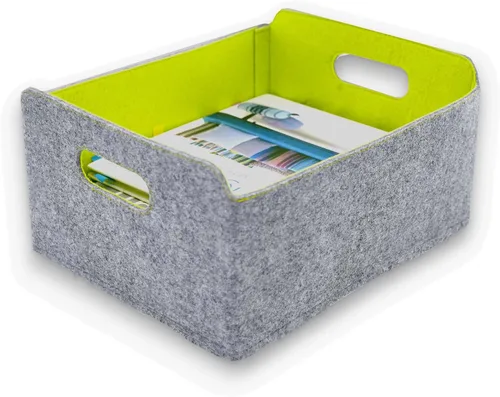 Miniatura 11 de Welaxy Cestas de almacenamiento plegables de fieltro, cubos de almacenamiento para estantes, caja de fieltro para niños, juguetes, revistas, libros
