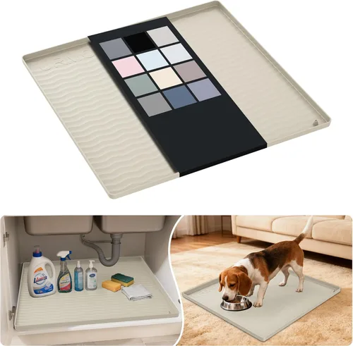 Miniatura 131 de URMONA Tapete de silicona impermeable para debajo del fregadero, 34 x 22 pulgadas, forro para estante de cocina y baño, protector de gabinetes