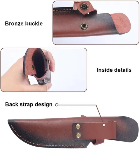 Miniatura 2 de MiOYOOW Funda de cuero para cuchillo, funda retro en relieve para cinturón para hoja de 4.7 x 1.6 pulgadas