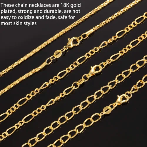 Miniatura 2 de Blulu - 24 piezas de collar de cadena chapado en plata u oro para suministros de fabricación de joyas y manualidades DIY, 24 pulg., Oro, Sin piedra