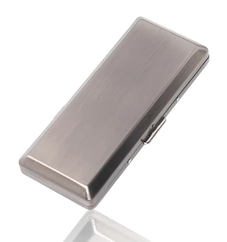 Miniatura 11 de Hermosa y elegante caja de cigarrillos de metal simple para damas y hombres con capacidad para 10 cigarrillos de 3.937 in (pistola de hierba negro)