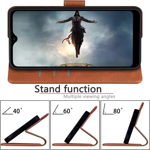 Miniatura 6 de SUANPOT Funda tipo cartera para Motorola Moto G Pure/Play 2023 con bloqueo RFID, tarjetero de poliuretano a prueba de golpes, funda de piel Marrón
