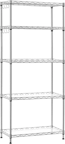 Miniatura 12 de SONGMICS Estantes de almacenamiento de 5 niveles, estantería de alambre, estantes de metal de cocina, estante de almacenamiento con estantes
