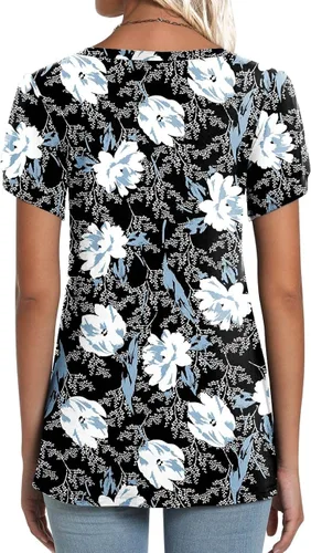 Miniatura 3 de CATHY - Camisetas informales de verano 2022 para mujer camisetas de manga corta con cuello en V y pétalos blusa holgada y cómoda ligera y bonita