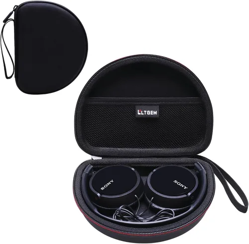 LTGEM Estuche Compatible con Sony MDR-ZX110 / MDRZX110AP / MDRZX110NC / MDR-ZX310AP Serie ZX Audífonos intraaurales con cable, negro (Solo estuche)
