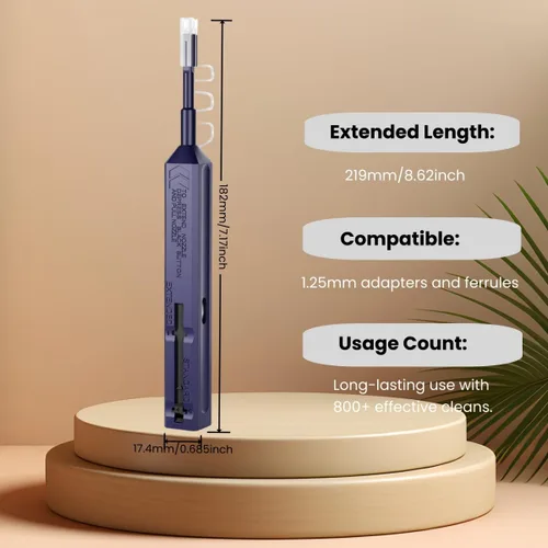 Miniatura 4 de Limpiador de fibra LC Pen.800+ Limpiador de fibra de un solo clic, limpiador de conector óptico LCUPC de 0.049 in y pluma de limpieza de cara final