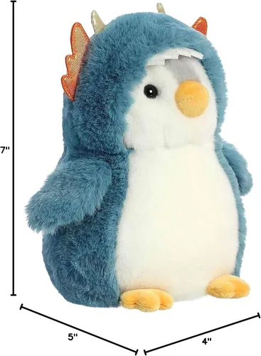 Miniatura 6 de Aurora® Juguetón Pompom Penguin™ Animal de peluche – Compañeros vibrantes para abrazos cálidos – Perfecto para adultos, niños y cumpleaños – Azul 7