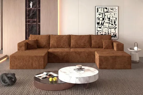 Miniatura 13 de Sofá otomano modular de pana de 28 pulgadas sin hueso, sofá otomano seccional para sala de estar, color beige