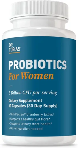 Dr. Tobias Probióticos para mujeres con prebióticos y extracto de arándano para la salud del tracto urinario para mujeres | Apoya la salud digestiva