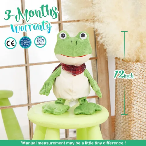 Miniatura 6 de Houwsbaby rana verde de 30 cm juguete rana que croa animal de peluche musical saltarín rana frondosa que se sacude y agita peluche animado juguete