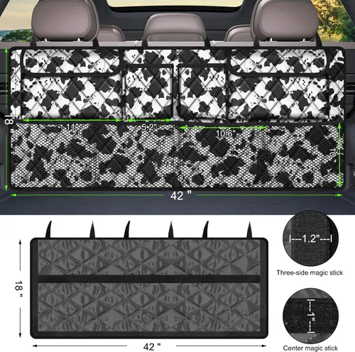 Miniatura 3 de Organizador de maletero Femuar, organizador de cajuela de gran capacidad (106,7*45,7 cm), bolsa de almacenamiento plegable para el coche con 8