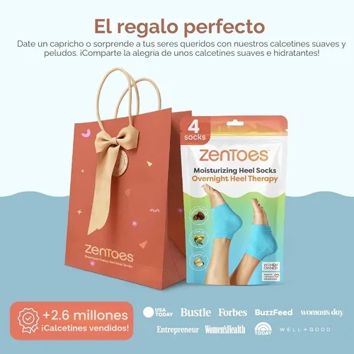 Miniatura 7 de ZenToes Calcetines de talón hidratante, 2 pares de calcetines de spa con forro de gel para curar y tratar talones secos y agrietados mientras Azul