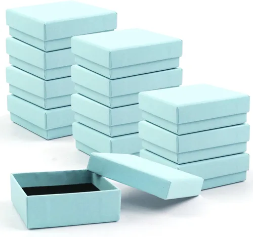 Miniatura 50 de Caja de regalo, caja de regalo, caja de regalo, 12 cajas de regalo cuadradas de cartón para joyas, caja de regalo de papel de cartón relleno