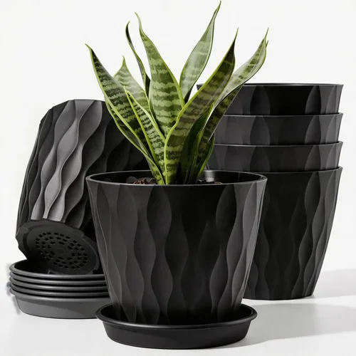 6 Pack Plant Pots with Drainage Holes, 4 Inch Plastic Indoor Flower Pots, Succulent Pots for Orchids, Violets, Succulents, Herbs and Other Small