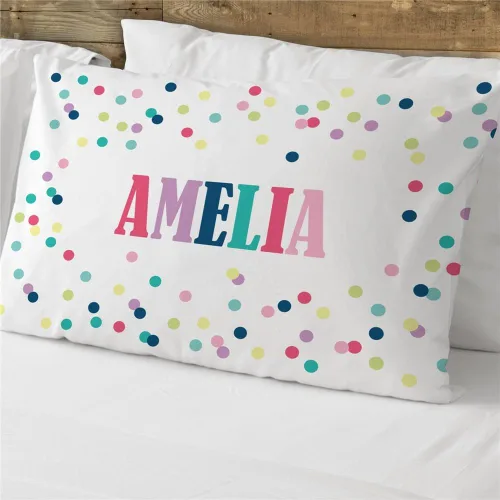 Miniatura 2 de GiftsForYouNow Funda de almohada personalizada con lunares, niña