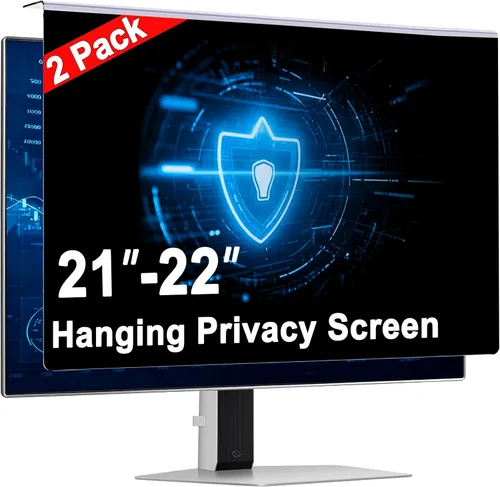 Miniatura 10 de Pantalla de privacidad colgante de 22 pulgadas para monitor, se adapta a pantallas 16:9 sin marco de 21 a 22 pulgadas, antiespía ±28°, luz azul