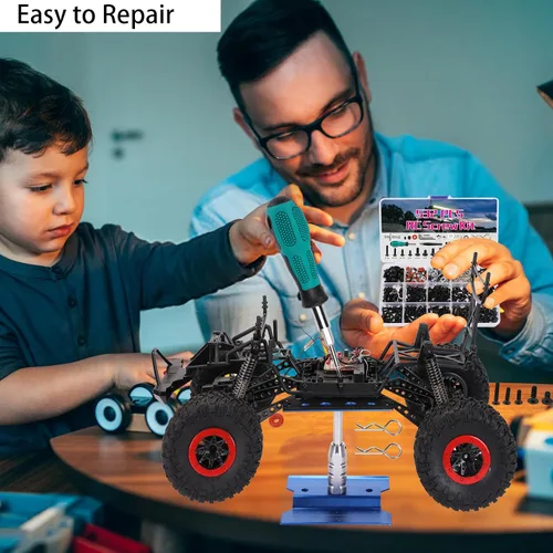 Miniatura 4 de Soporte de trabajo de reparación de automóviles a control remoto, 532 piezas, kit de tornillos de reparación RC con rotación de 360 grados, Negro