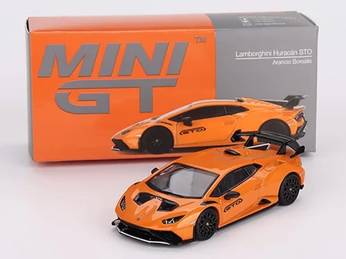 Lambo Huracan STO Arancio Borealis Orange Metallic Edición limitada a 4800 piezas en todo el mundo 1/64 Modelo de auto fundido a presión por True