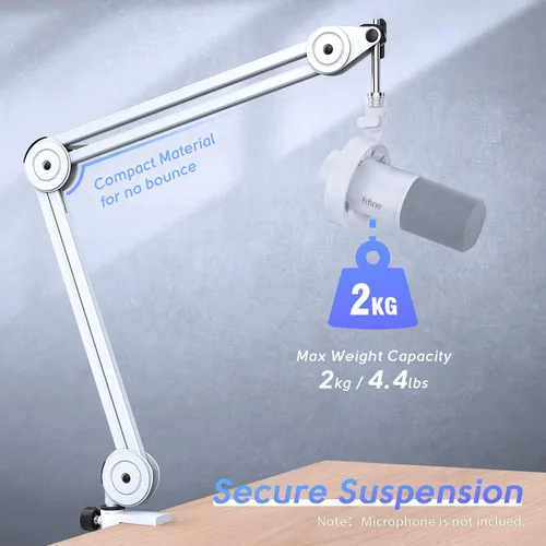 Miniatura 2 de FIFINE Soporte de Brazo para Micrófono, Soporte de Micrófono de Metal Resistente, Brazo de Suspensión de Tijera Ajustable para Grabación de Podcast