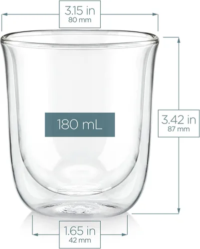 Miniatura 4 de Teabloom Vasos aislados Tulip para té, espresso y otras bebidas, vidrio de doble pared resistente al calor que mantiene las bebidas calientes/frías