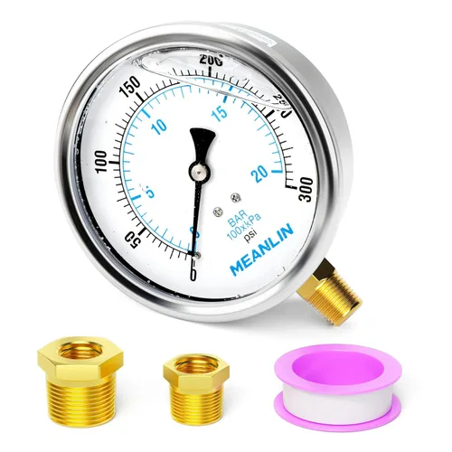 Miniatura 106 de MEANLIN MEASURE - Manómetro de acero inoxidable, relleno de líquido, esfera con cara de 2.5 pulgadas, NPT de 1/4 de pulgada, agua, aceite y gas