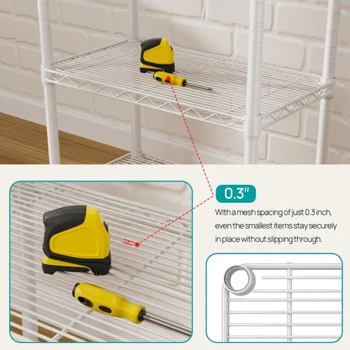 Miniatura 5 de SINGAYE 5 estantes pequeños de alambre para cocina, despensa, cerca de la casa, organizadores y almacenamiento, estante para baño, sala de Blanco