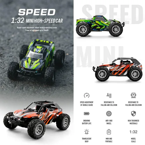 Miniatura 2 de Coche de control remoto RC, 12.4 mi/h de alta velocidad RC Offroad Race Car, 2.4Ghz 1:32 RC Mini eléctrico Drift Off-Road Modelo de vehículo