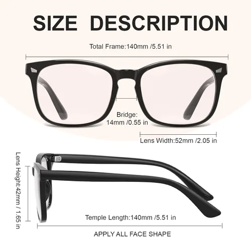 Miniatura 5 de hunsquer Gafas de luz azul para mujer/hombre, gafas de luz azul para computadora negro (806803blacktoucha)