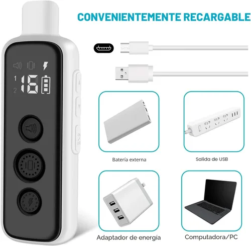 Miniatura 7 de Bousnic Collar de choque para perros 2 perros, (8-120 libras), collar eléctrico impermeable recargable con control remoto para perros pequeños, Gris