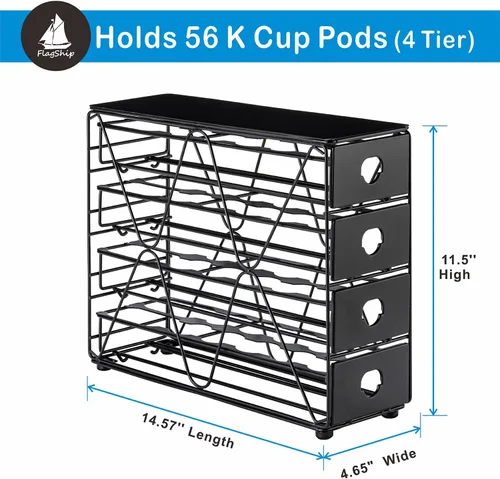 Miniatura 3 de Cajón Organizador de Tazas K de FlagShip para Cápsulas de Café Keurig - Organizador de 4 Niveles para Mostrador (Capacidad para 56 Cápsulas)