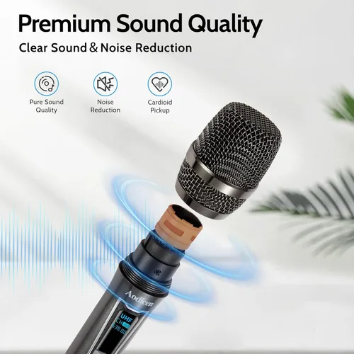 Miniatura 2 de Micrófono inalámbrico de karaoke, sistema de micrófono de mano sin demoras con receptor recargable, adecuado para cantar, enseñar, iglesia, bodas