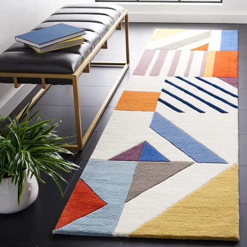 Miniatura 6 de SAFAVIEH Fifth Avenue Collection FTV120A - Alfombra decorativa de lana moderna de mediados de siglo, 2 x 3 pies, color marfil/multi