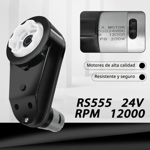 Miniatura 6 de Paquete de 2 motores de transmisión RS555 de 24V 12000RPM de alto torque con caja de cambios para actualización de motor de Power Wheels, kit
