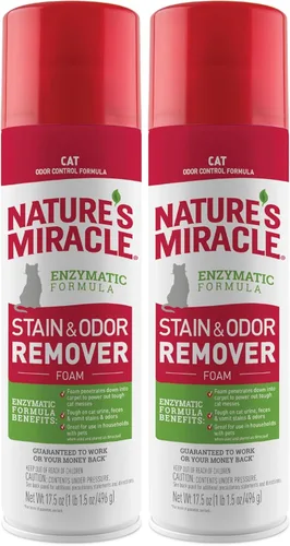 Miniatura 9 de Nature's Miracle Espuma eliminadora de manchas y olores para gatos, resistente a la orina de gato, heces, vómitos, babas y otras manchas y olores