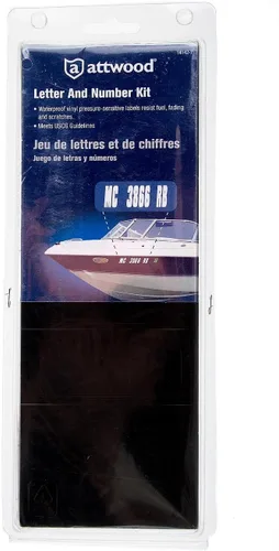 Miniatura 5 de Attwood 14142-7 Kit de letras y números de vinilo impermeable de 148 piezas, acabado negro